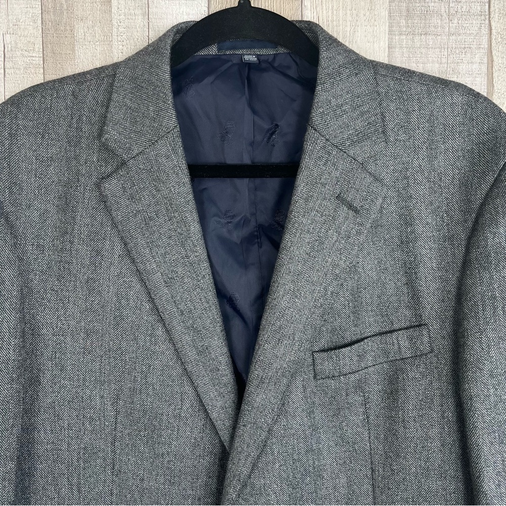 Jos. A. Bank 1905 Brrr Comfort Wool Blazer Size 44R Slim Fit Gray Herringbone